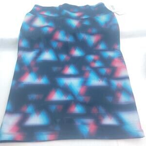 Lularoe Women's Cassie Blue Red Black Blurred Triangle Pencil Skirt Size Small